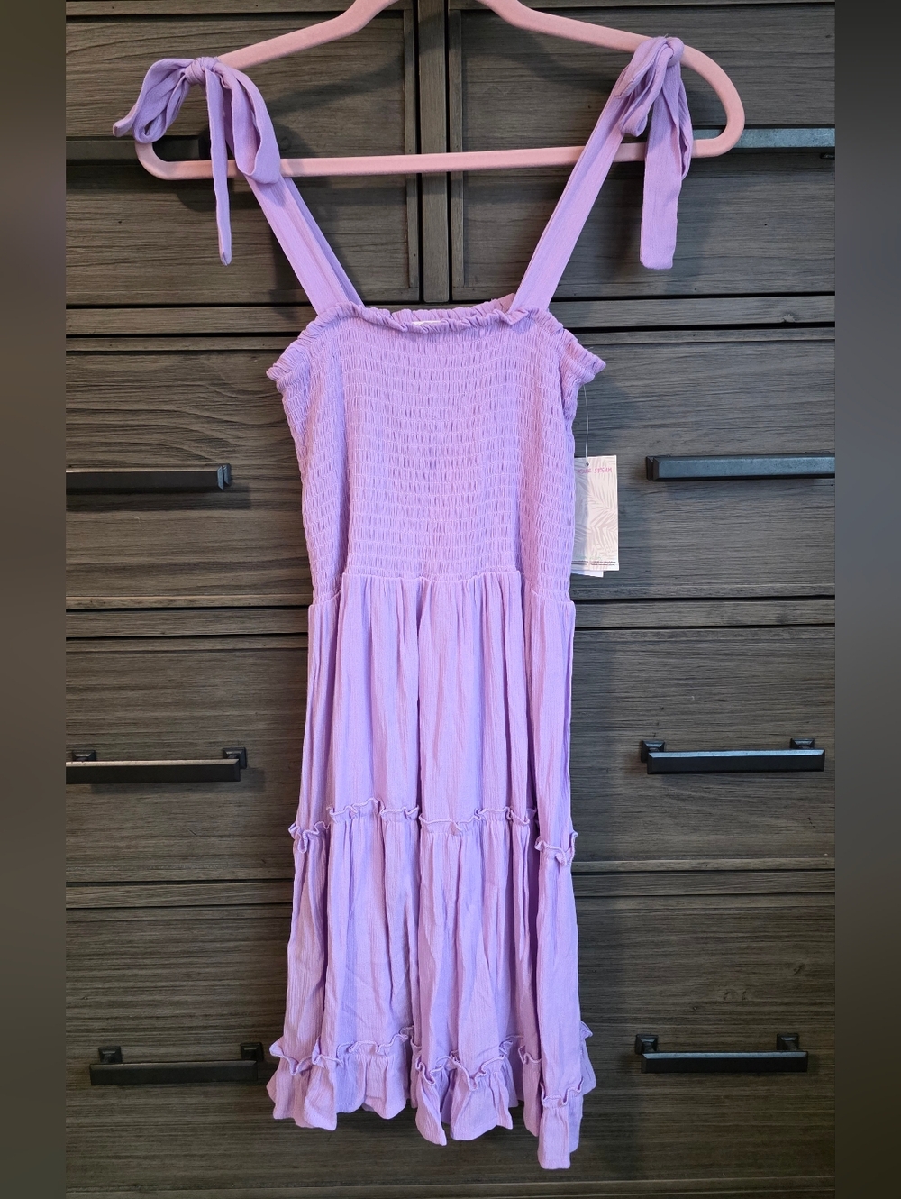 Miken Swim Lavender Tie-Shoulder Smocked Sundress - Size Small NWT - $34 MSRP